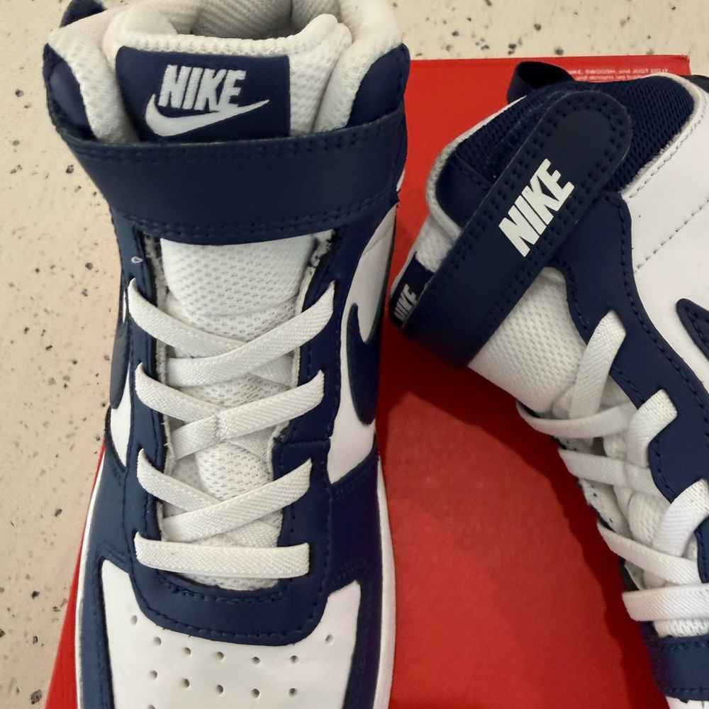 New boys girls Nike Kids High-Top Sneakers - Navy & White Sz 1.5 - Picture 6 of 9